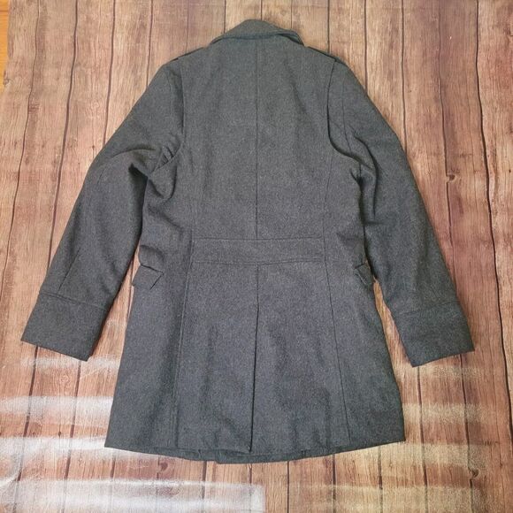 French Connection Pea Coat Womens S Gray Double Breasted Wool Blend Button Front - Picture 7 of 12
